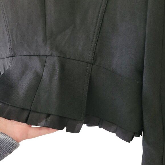 Ann Taylor Loft Peplum Fitted Jacket Womens Size 6 Black Ruffle Hem Career - Picture 5 of 7
